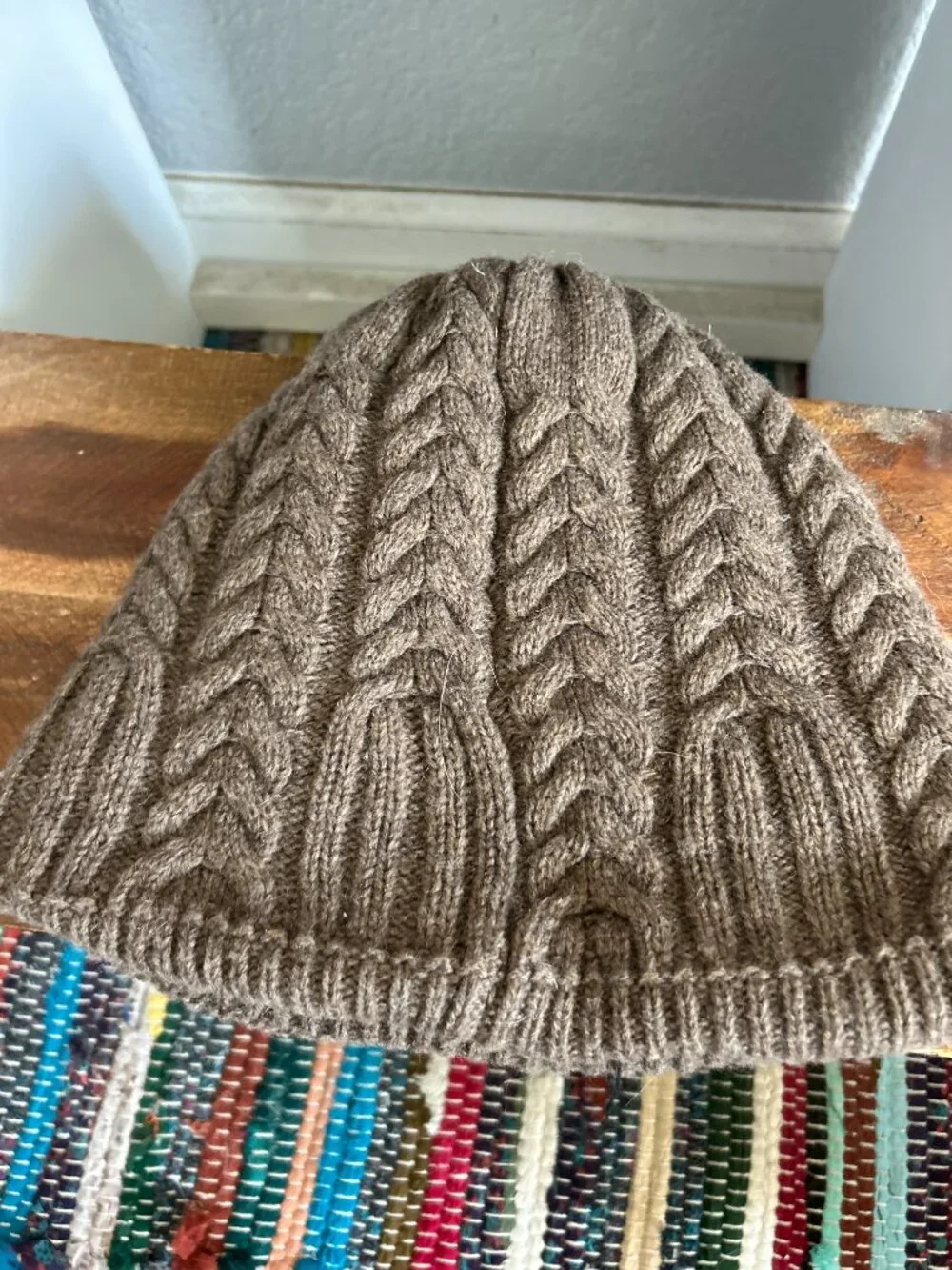 Patagonia Brown Cable Knit Fleece Lined Beanie One Size Winter Hat